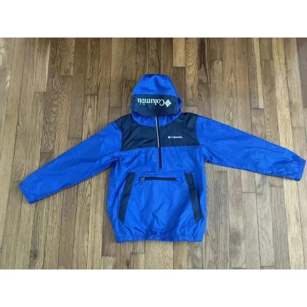 Columbia Anorak Packable Boys/ Girls Windbreaker Bleu Size M 10-12